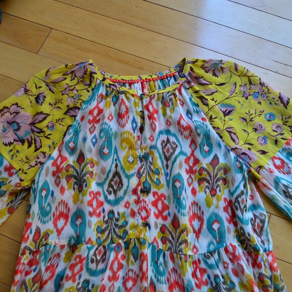 Anthropologie Maureen Paisley Tunic Dress Babydoll Chiffon Flowy Top Size M/P - Picture 3 of 14